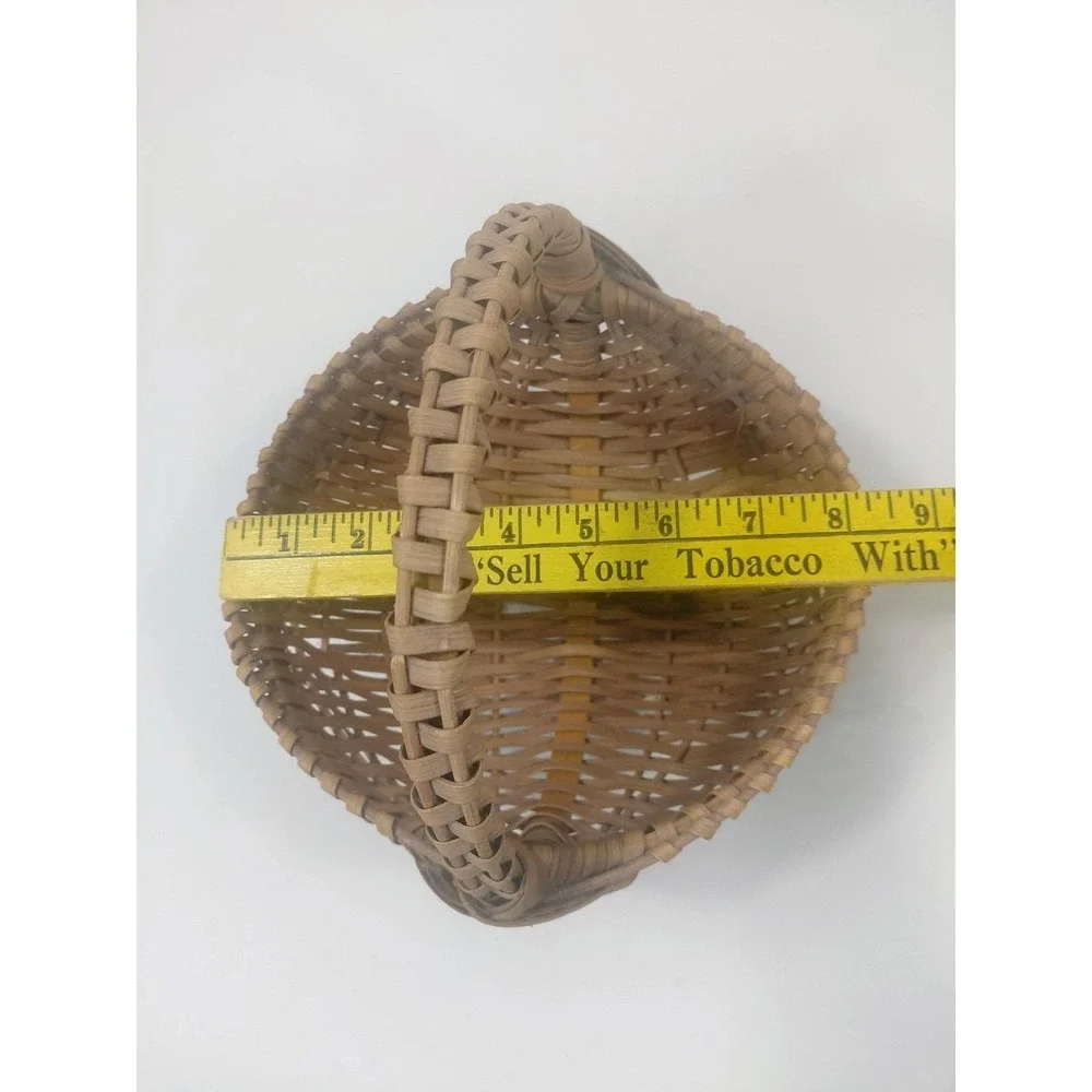 Vintage Handwoven Splint Gathering Basket Primitive Farmhouse Rustic Country...